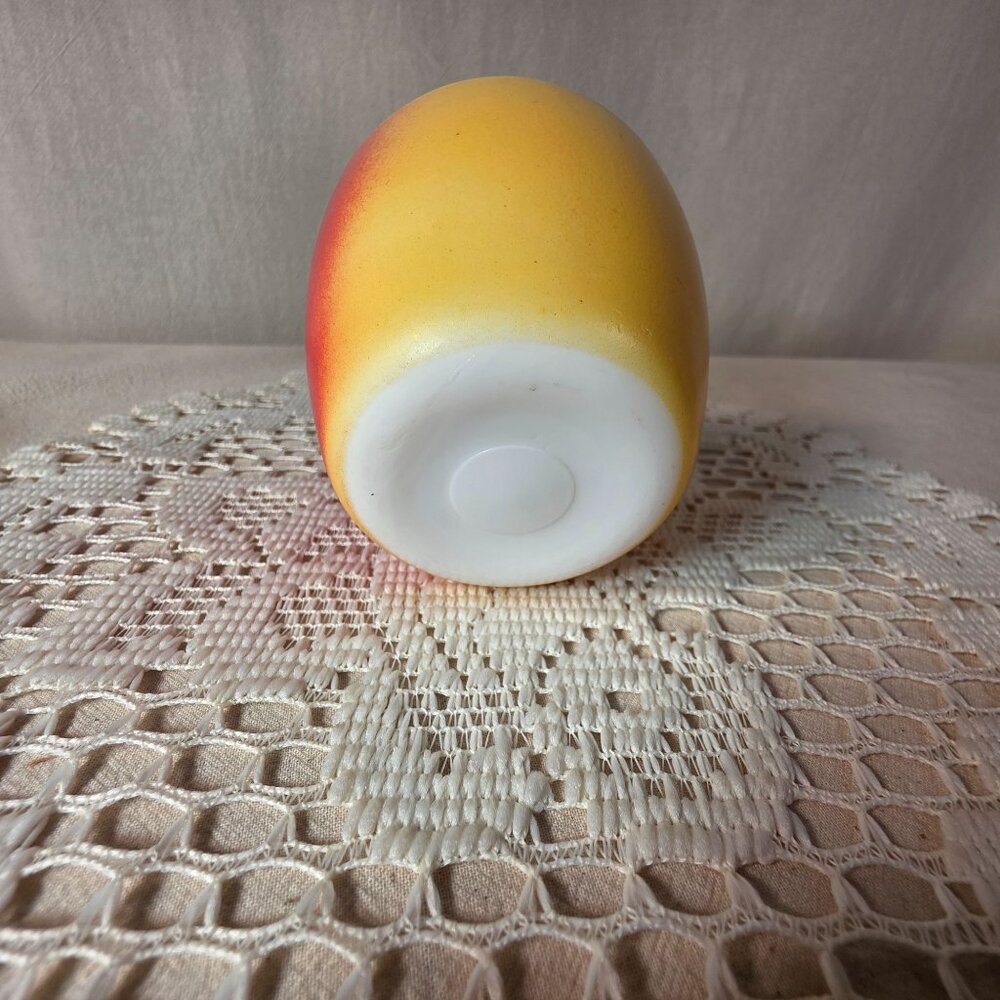Hazel Atlas Milk Glass Apple Jam Jar 4" Red & Yellow Vintage Kitchen Decor - Picture 8 of 9